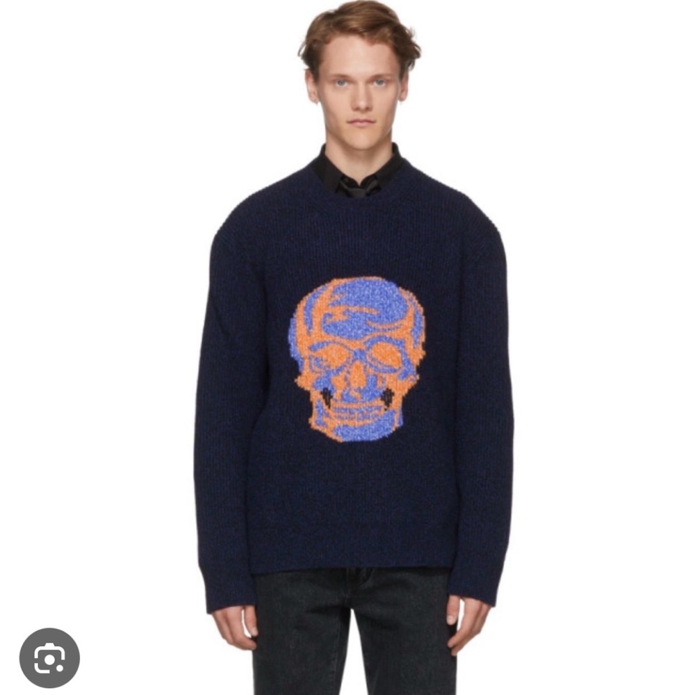 Alexander McQueen Navy Wool Skull Intarsia Sweater | Like New | Size L 💙